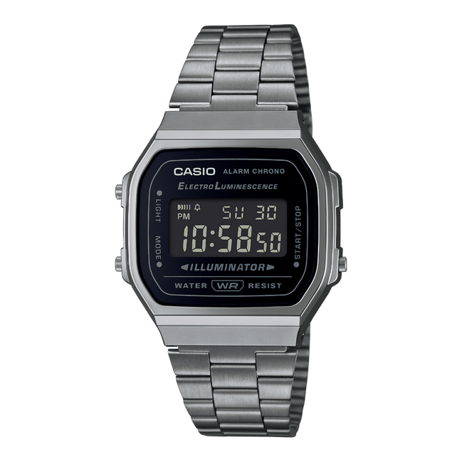 Casio A168WEGG-1B Vintage Digital – Black Chrome Edition