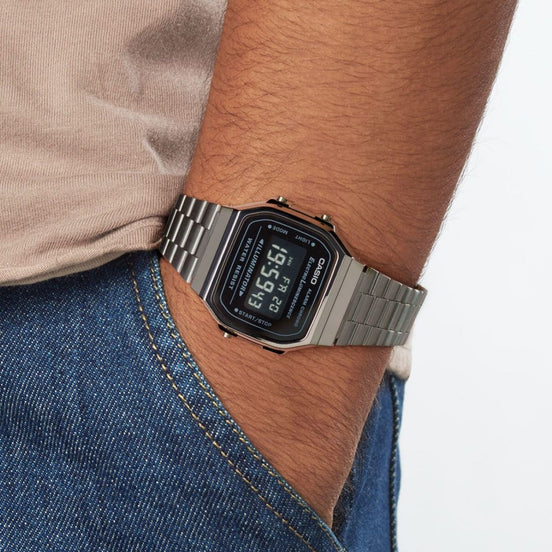 Casio A168WEGG-1B Vintage Digital – Black Chrome Edition